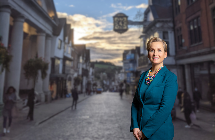 Angela Richardson MP with Guildford High Street Backdrop