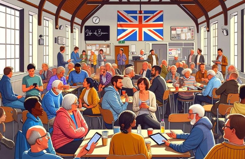 A village Hall in Surrey - Illustration by Paul Deach